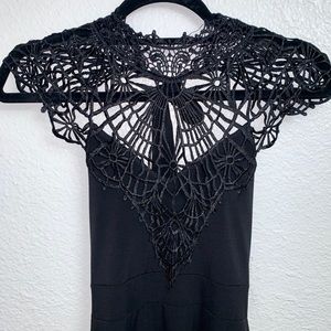 LA Femme Midi with leg slit Lace top dress